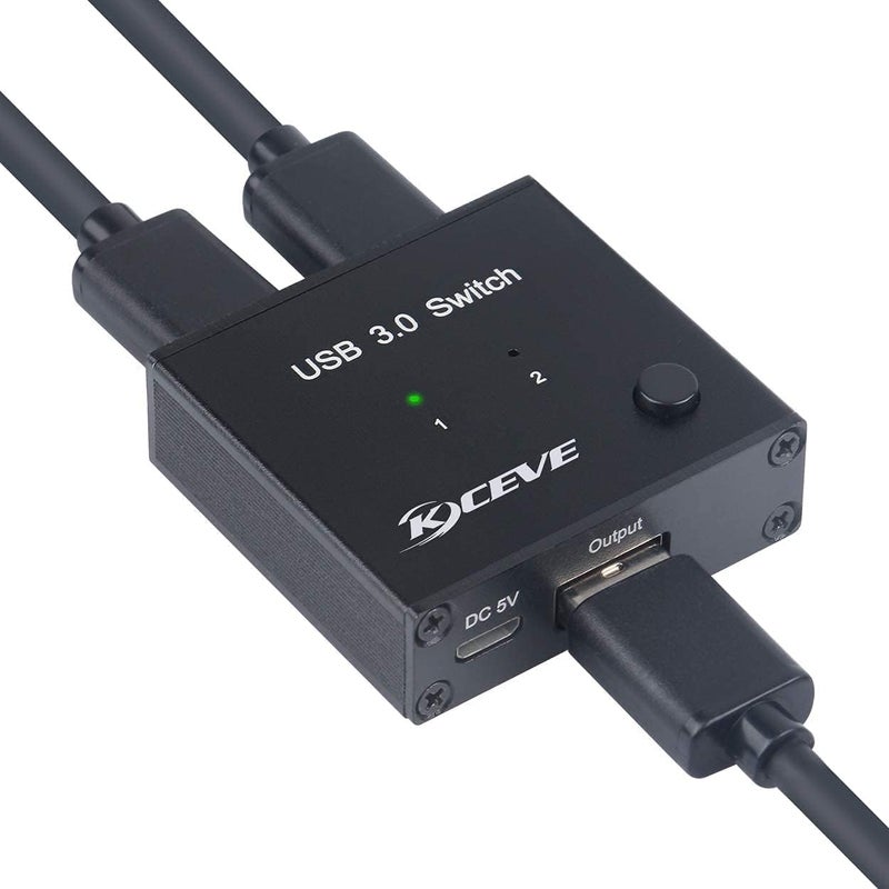 KCEVE USB 3.0 Switch Selector, 2 in 1 Out USB Switcher for 2 Computers Share 1 USB Devices, Mouse, Keyboard, Scanner, Printer - Image 1